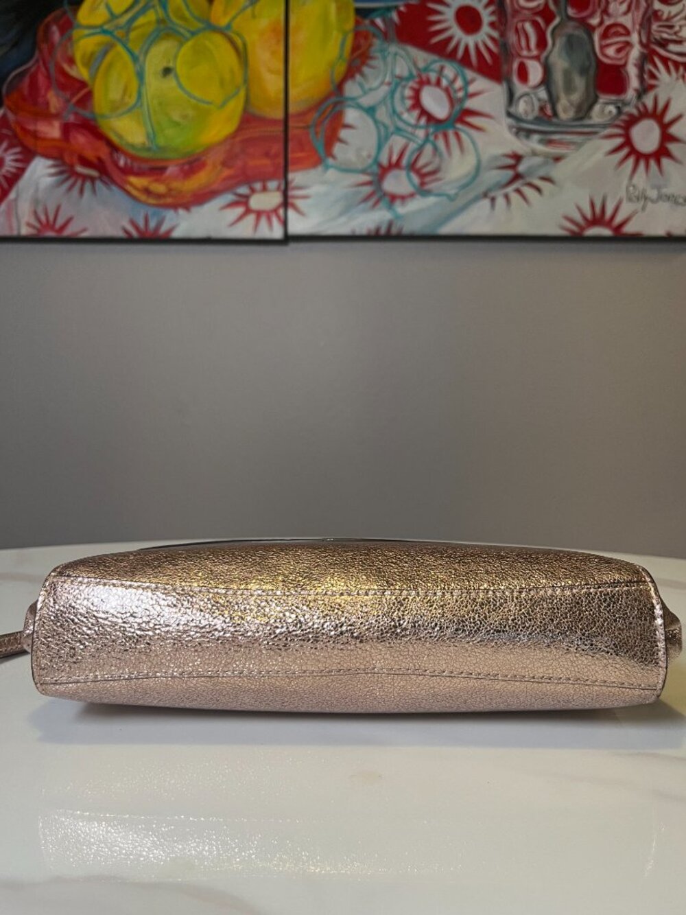 Coach Rose Gold Metallic Leather Clutch - Picture 7 of 13